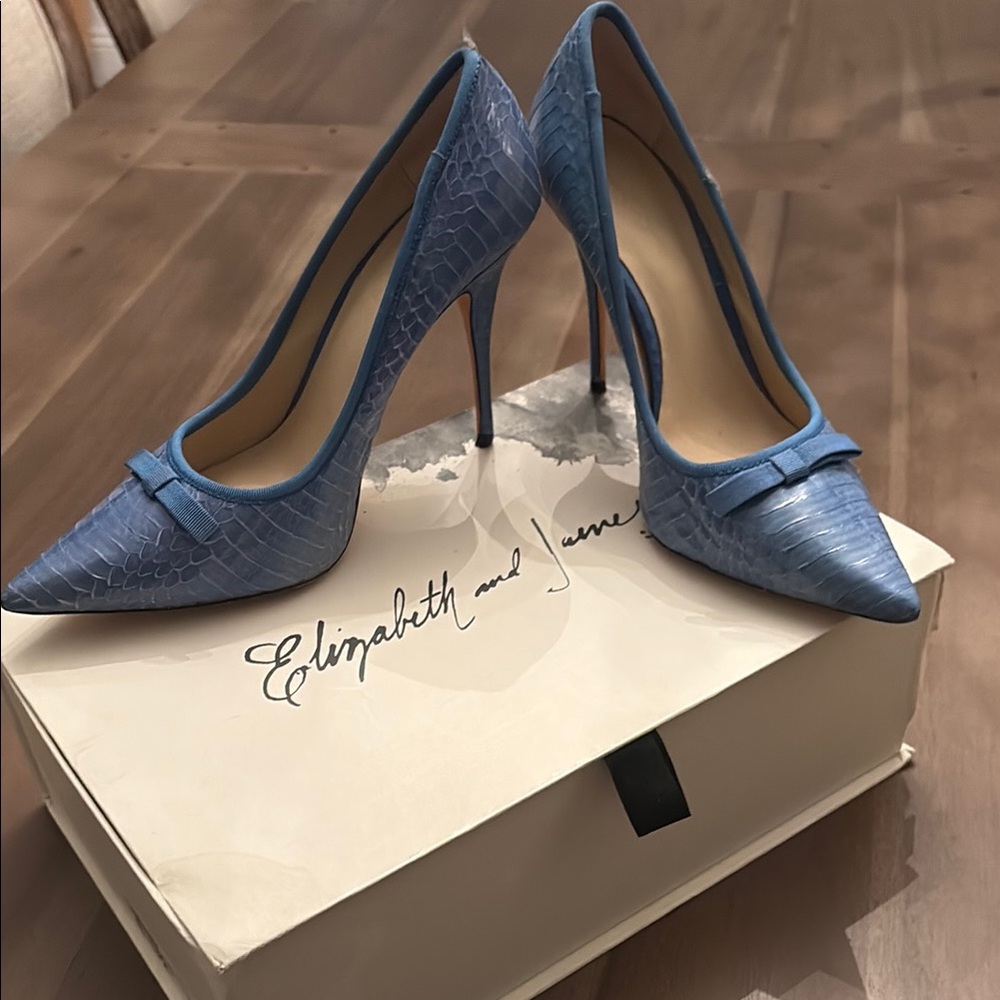 Elizabeth and James Blue Leather Heels